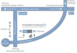 Anfahrt zur Praxis Orthopädie FreiburgSÜD